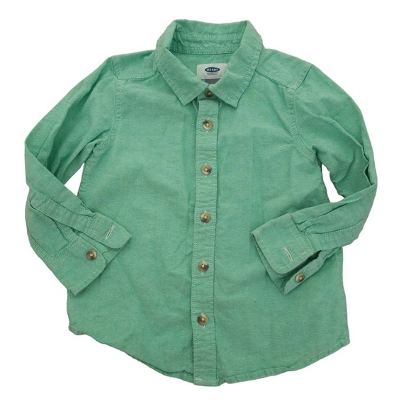 Bundle Old Navy button down collared shirt yellow green peach 3T bundle cotton - Picture 2 of 9